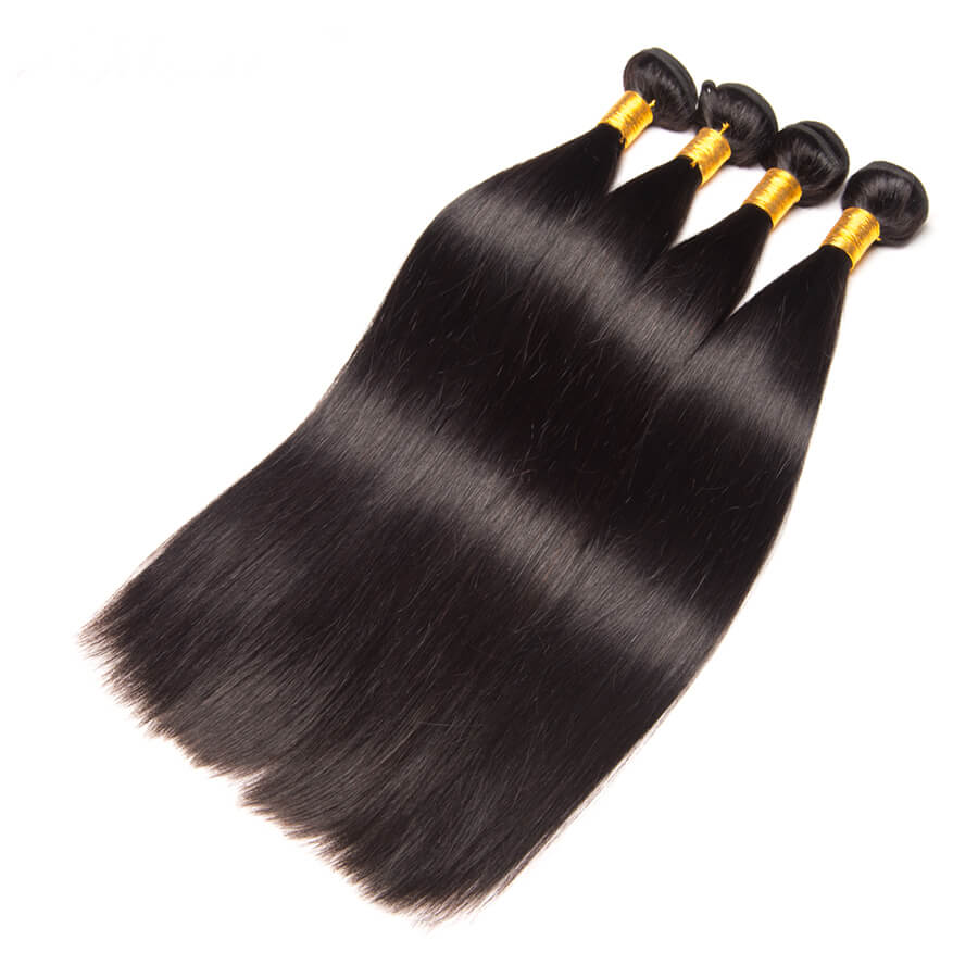 IE Hair Straight Hair Bundles Brazilian Hair Weave Bundles 100% Human Hair Bundles Natural Color Virgin Hair Weave 4 Pieces