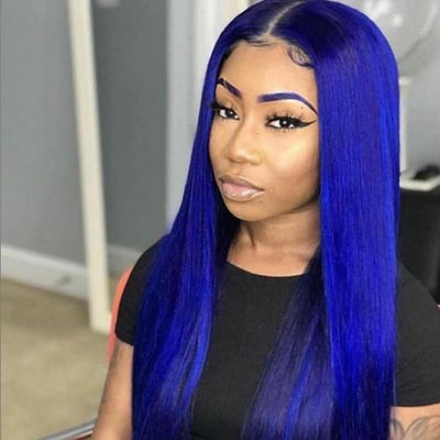 IE Hair Brazilian 1B/Blue Ombre Straight 4Pcs Hair Bundles With Closure