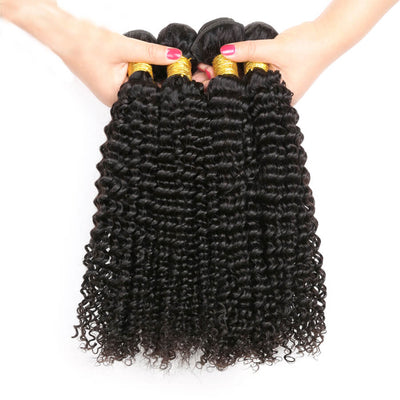 IE Hair Brazilian Hair Jerry Curly 4 Bundles Human Hair Bundles 100% Unprocessed Virgin Human Hair Natural Color