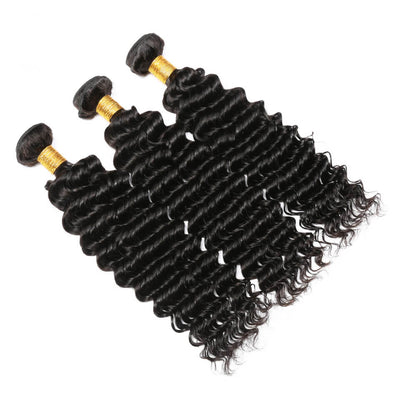IE Hair Deep Wave 3 Bundles with Closure Brazilian Hair Weave Hair Human Hair Bundles with Closure Free Part