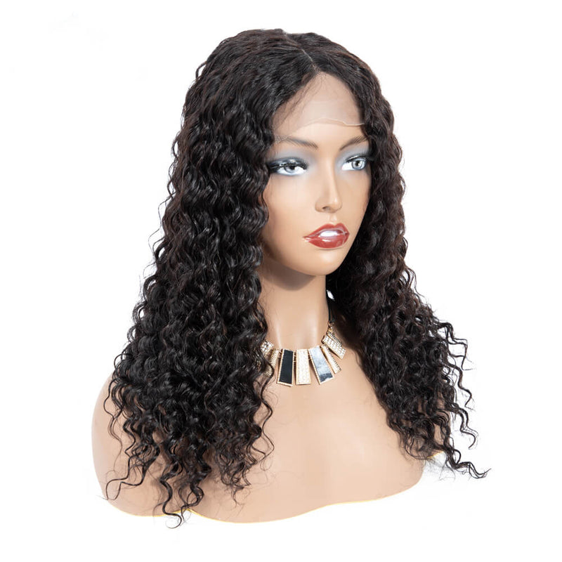 IE Hair Deep Wave Human Hair Wigs 360 Lace Frontal Wig With Baby Hair Pre-Plucked Remy Hair 150% Density Natural Black