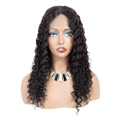 IE Hair Deep Wave Human Hair Wigs 360 Lace Frontal Wig With Baby Hair Pre-Plucked Remy Hair 150% Density Natural Black