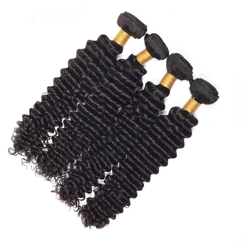 IE Hair Deep Wave Bundles with Closure Wet and Wavy Remy Human Hair 4 Bundles with Closure Mink Brazilian Hair Weave Bundles