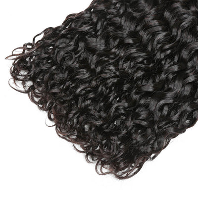 IE Hair Water Wave Bundles with Closure Unprocessed Human Hair Bundles with Lace Closure Natural Color Human Hair Weave 3 Bundles with Free Part Closure