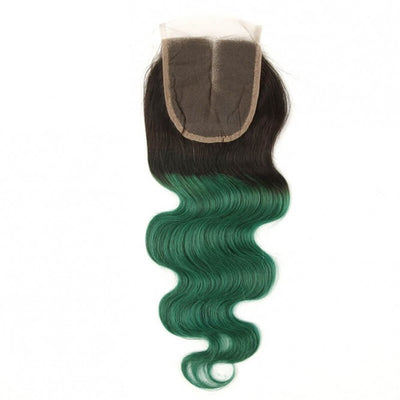 IE Hair Brazilian 3 Bundles Body Wave with Closure 1B/Green Ombre 100% Human Hair