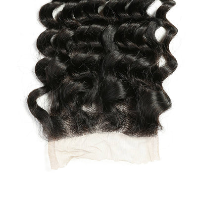 IE Hair Brazilian Virgin Hair Deep Wave Hair 3 Bundles With 4x4 Lace Closure, 10A Human Hair Weaves