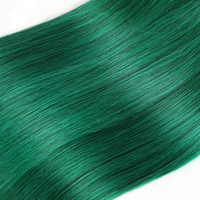 IE Hair ombre Bundles With Closure 1B/Green Two Tone Ombre Human Hair Weave 3 Bundles With Closure