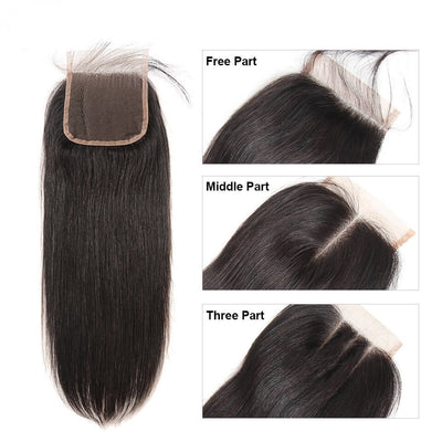 IE Virgin Human Hair Straight Hair Lace Closure Sew In