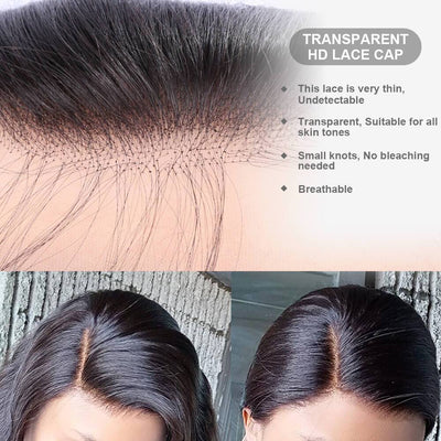 IE Hair HD Transparent Straight Lace Front Human Hair Wigs Pre Plucked Lace Wig