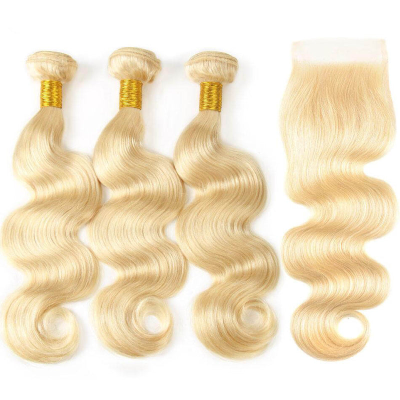IE Hair 613 Blonde Bundles Body Wave Brazilian Hair Weave Bundles 100% Virgin Hair Extensions 3 Bundles With Closure