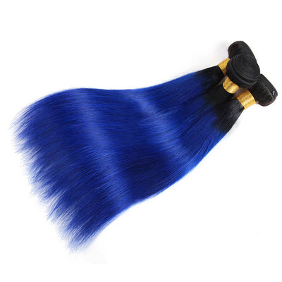 IE Hair 1B/Blue 3 Bundles With Closure Brazilian Body Wave Light Brown Lace  Beauty Plus Ombre Human Hair Extensions With Closure