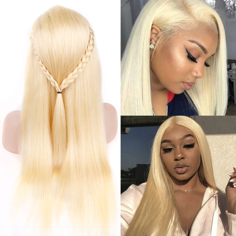 IE Hair 613 Blonde Lace Front Wig Brazilian Straight Lace Front Human Hair Wigs Pre Plucked Baby Hair
