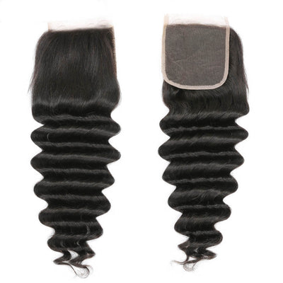 IE Hair Brazilian Loose Deep Wave Bundles with Closure 10A Grade Brazilian Human Hair 3 Bundles with Middle Part Closure