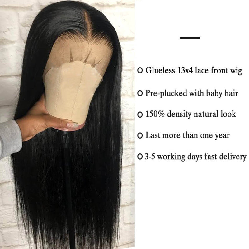 IE Hair Lace Front Human Hair Wigs Pre Plucked Hair Line Brazilian Straight Lace Frontal Wig With Baby Hair Remy