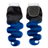 IE Hair 1b/blue Body Wave Bundles with Closure 2 Tone Ombre Hair 3 Bundles With Closure Brazilian Remy Human Hair