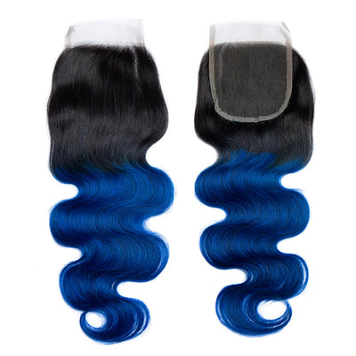 IE Hair 1b/blue Body Wave Bundles with Closure 2 Tone Ombre Hair 3 Bundles With Closure Brazilian Remy Human Hair