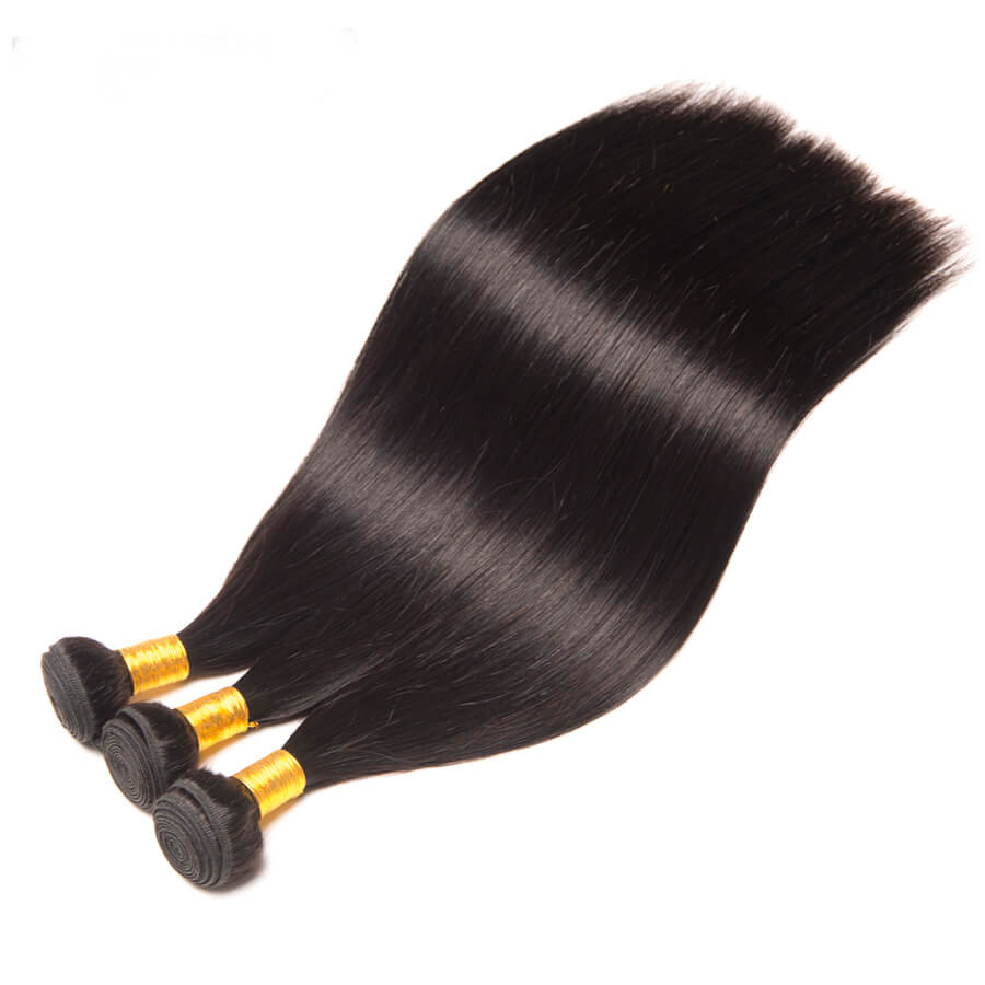 IE Hair Straight Hair Bundles Brazilian Hair Weave Bundles Human Hair Bundles 3 Bundles Virgin Hair Extensions Natural Black